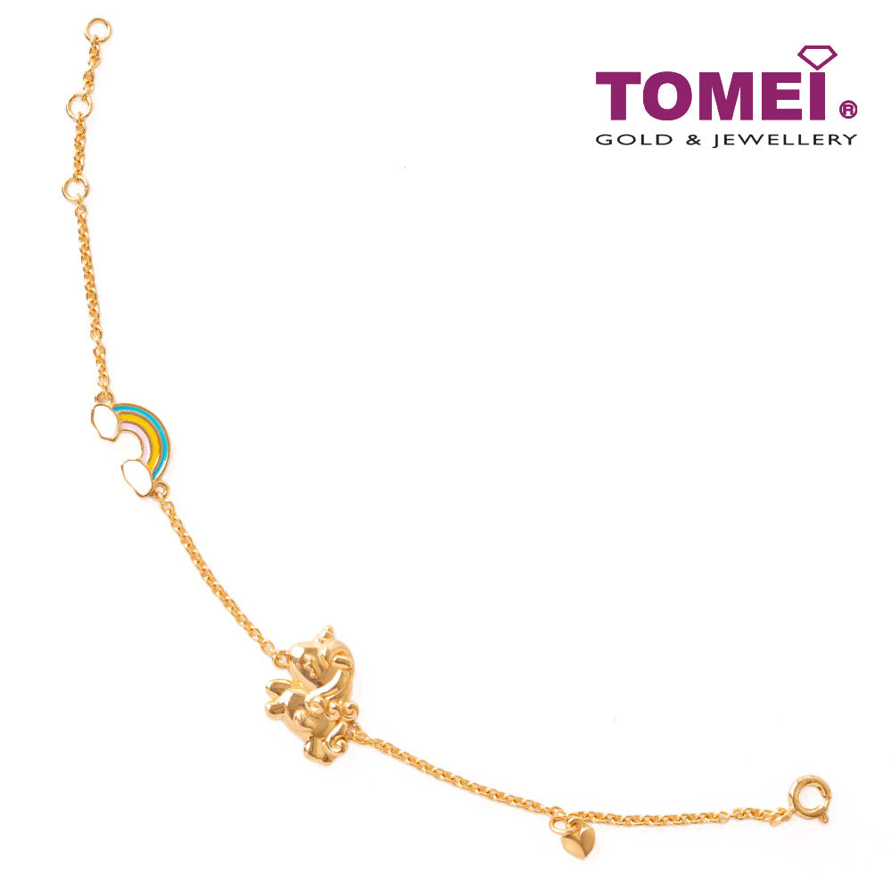 TOMEI Rainbow Unicorn Bracelet, Yellow Gold 916