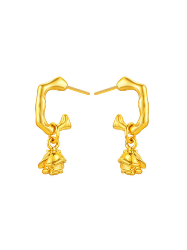 DSC_4773 TOMEI X Xifu Rose Series Earrings, Yellow Gold 999 (5D)