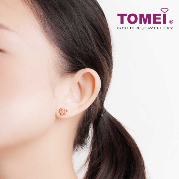 TOMEI Rouge Collection, Fall in Love Earrings, Rose Gold 750