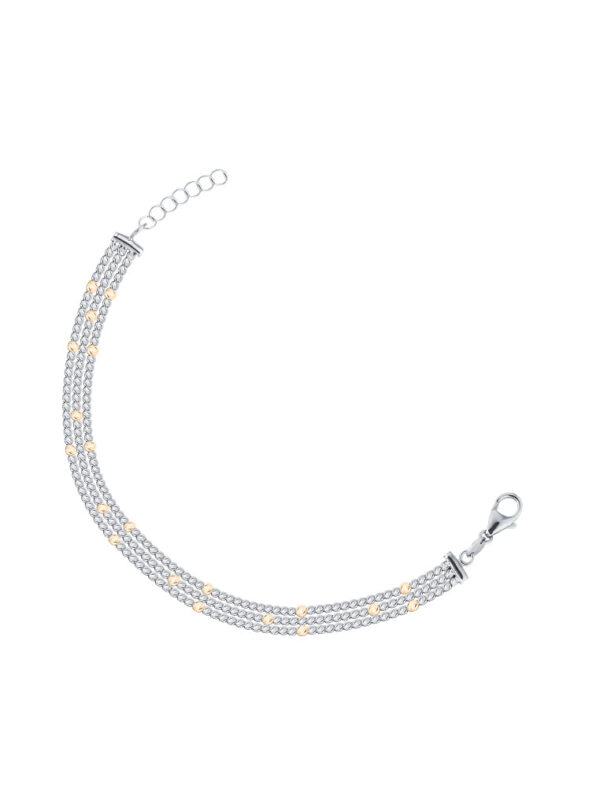 NTomei_0010_Sony_23325.psd TOMEI Trio Rows Bead Bracelet, White+Yellow Gold 585