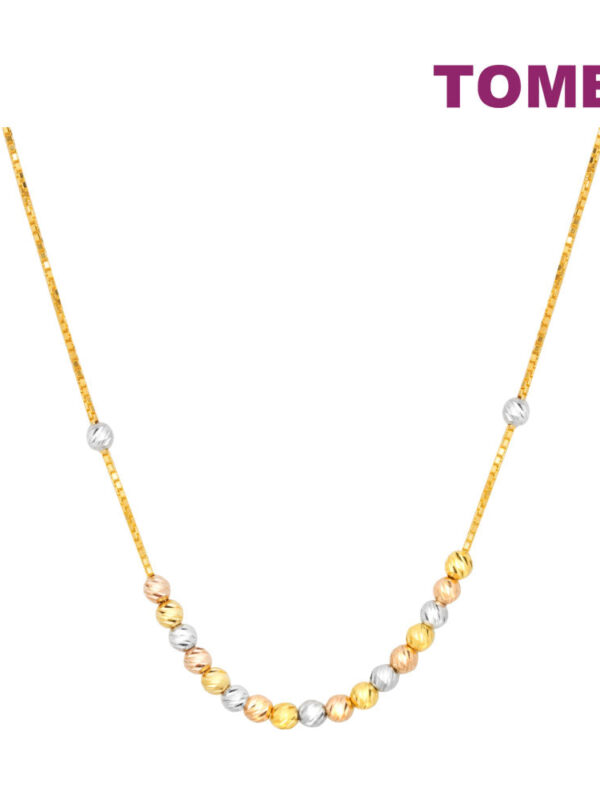 Sony_45663 TOMEI Tri-Tone Beads Necklace, Yellow Gold 916