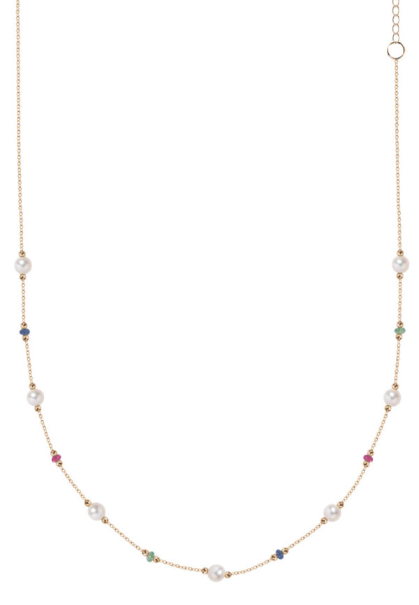 Tomei_0005_NPG-001137_1.psd TOMEI Semi Precious Stone With Pearl Necklace, Yellow Gold 750