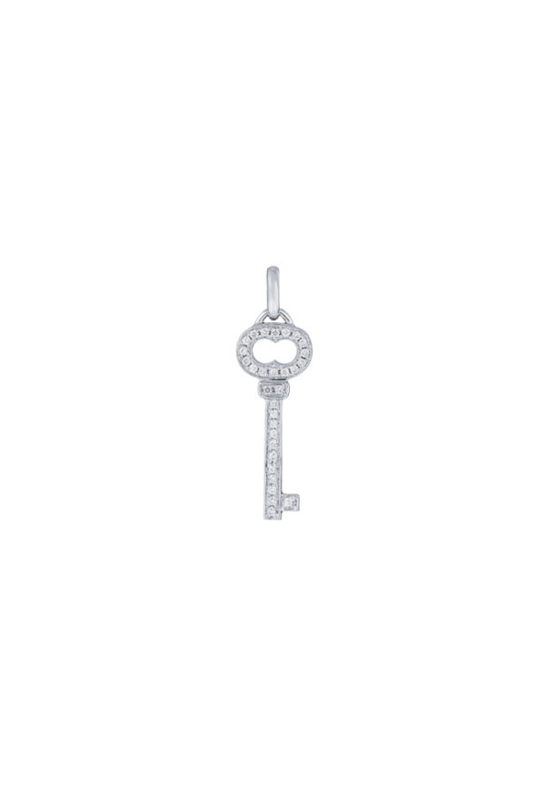 TOMEI Key Diamond Pendant Set, White Gold 585