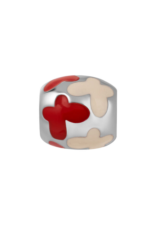 Tomei_0006_Layer4P5938 TOMEI Red & White Butterfly Printed Charm, White Gold 585