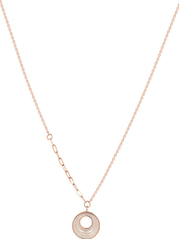 Tomei_0011_Layer3GN17-GD TOMEI Rouge Collection, Nacre Dwi-side Circle Necklace, Rose Gold 750