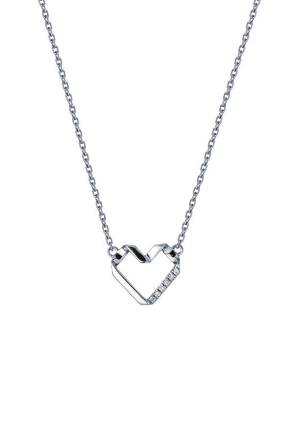 Tomei_0023_Sony_29737.psd TOMEI Wave-Inspired Heart Shaped Necklace, White Gold 585