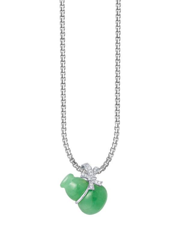 TOMEI Wealthy Gourd Jade Pendant, White Gold 750