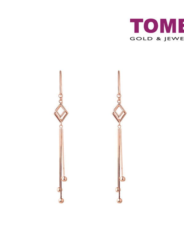 WQ0020353-1 TOMEI Rouge Collection Quadrated Fish Hook Earrings, Rose Gold 750