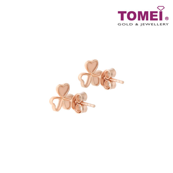 crystal_0001s_0000_Layer11_2 TOMEI Rouge Collection, Three Leaves Clover Earrings, Rose Gold 750