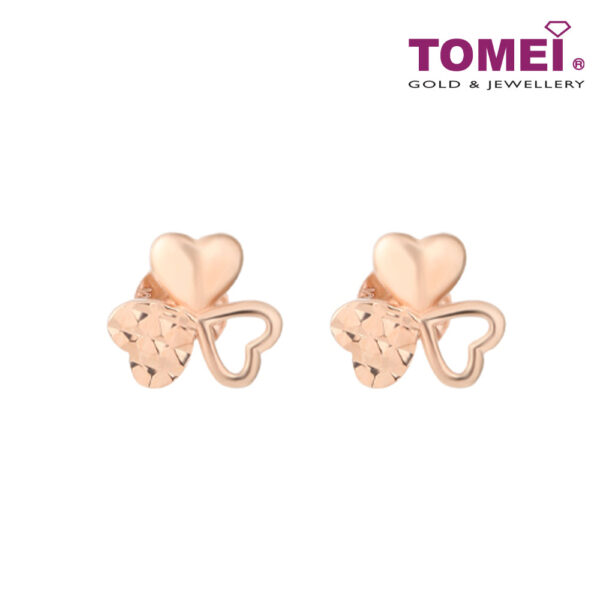crystal_0001s_0001_Layer10_2 TOMEI Rouge Collection, Three Leaves Clover Earrings, Rose Gold 750