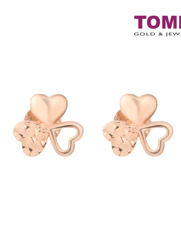 crystal_0001s_0001_Layer10_2 TOMEI Rouge Collection, Three Leaves Clover Earrings, Rose Gold 750
