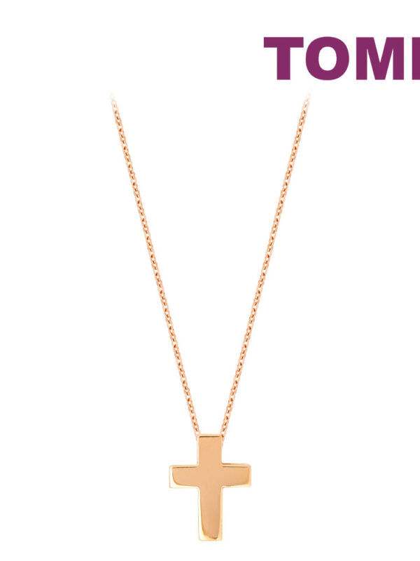 tomei_0001_Layer1 TOMEI Rouge Collection Perfect Cross Necklace, Rose Gold 750
