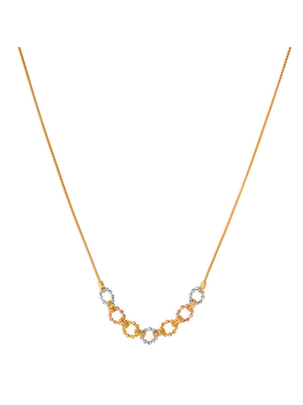 tomei_0002s_0002_Layer4 TOMEI Tri-Tone Circle Entwined Necklace, Yellow Gold 916