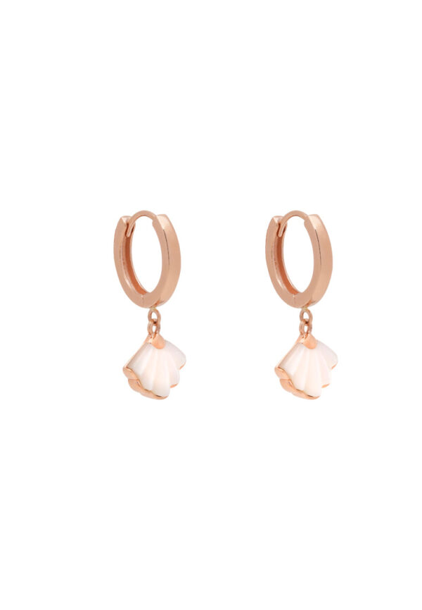tomei_0004s_0001_Layer2 TOMEI Rouge Collection Ginkyo Leaf Loop Earrings, Rose Gold 750