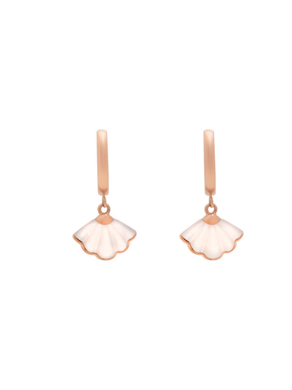 tomei_0004s_0002_Layer1 TOMEI Rouge Collection Ginkyo Leaf Loop Earrings, Rose Gold 750