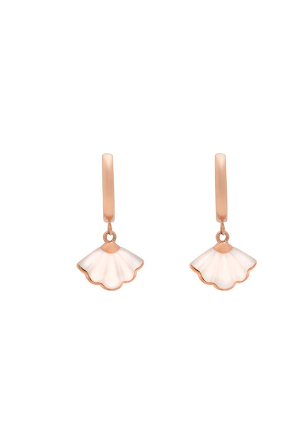 tomei_0004s_0002_Layer1 TOMEI Rouge Collection Ginkyo Leaf Loop Earrings, Rose Gold 750