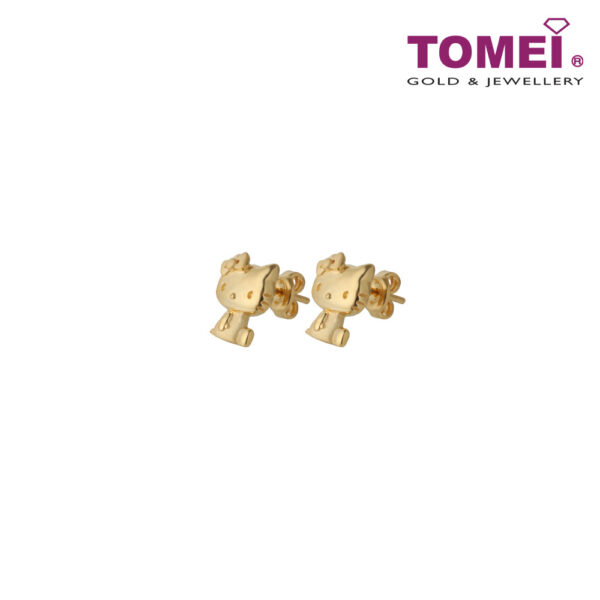 TOMEI I Sanrio Hello Kitty Earrings, Yellow Gold 916