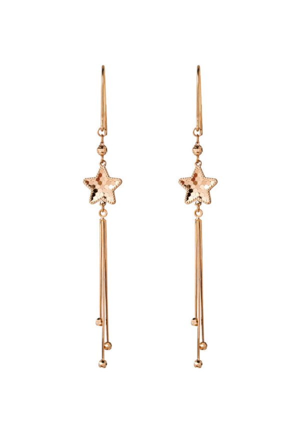 tomei_0009s_0002_Sony_02848WQ38-DS.psd_eab23832-28ae-41a2-9829-8a771f566f1f TOMEI Rouge Collection Star Long Earrings, Rose Gold 750