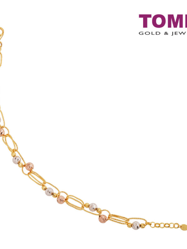 tomei_0017s_0002_Tomei_22391.psd TOMEI Tri-Tone Dazzling Ball Bracelet, Yellow Gold 916 (AS-B0065-3C)