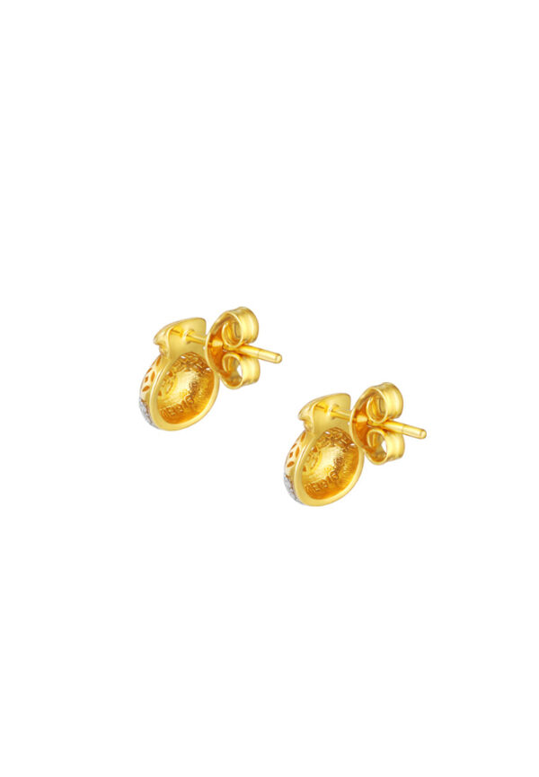 TOMEI Diamond Cut Collection Auspicious Pouch Earrings, Yellow Gold 916