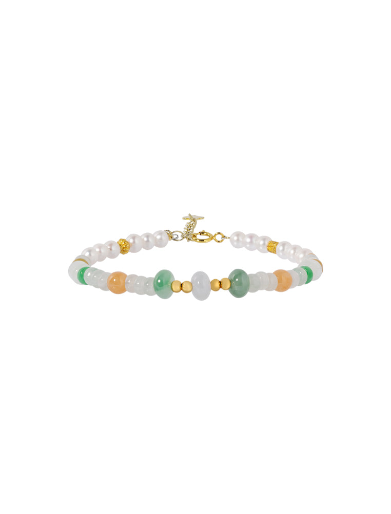 TOMEI [Online Exclusive] Jade and Pearl Bracelet, Silver