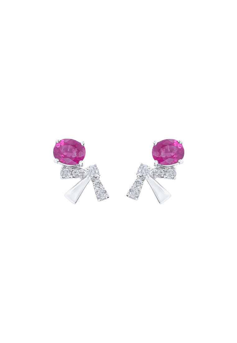 TOMEI Ruby Earrings, White Gold 750