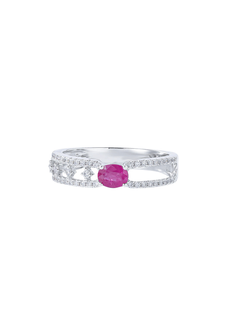 TOMEI Ruby Ring, White Gold 750