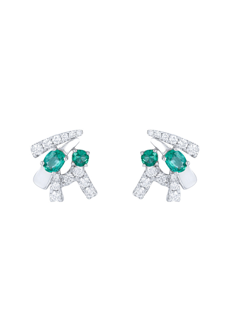 TOMEI Emerald Earrings, White Gold 750
