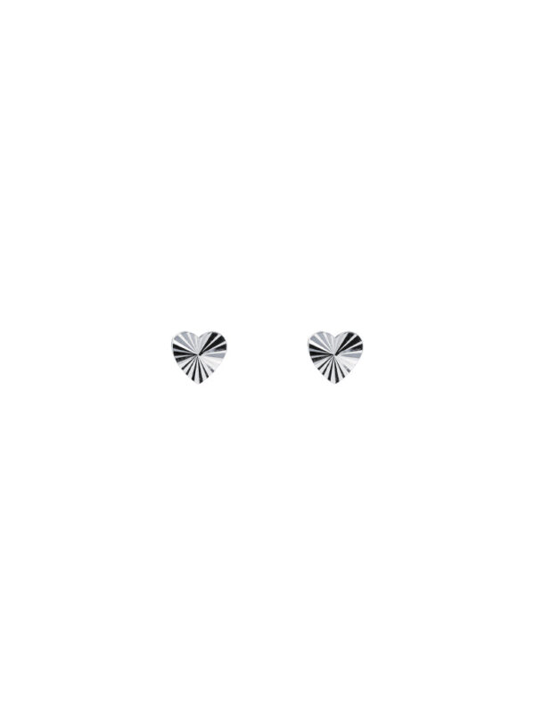 TOMEI Mini Heart Earrings, White Gold 750