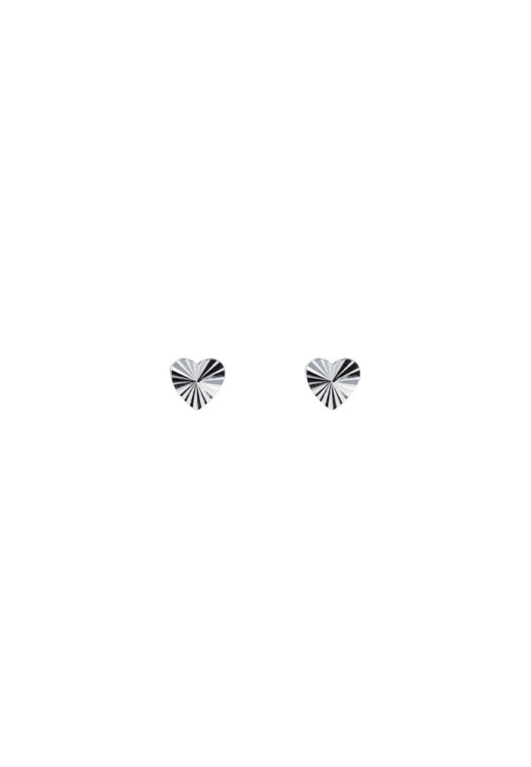 TOMEI Mini Heart Earrings, White Gold 750