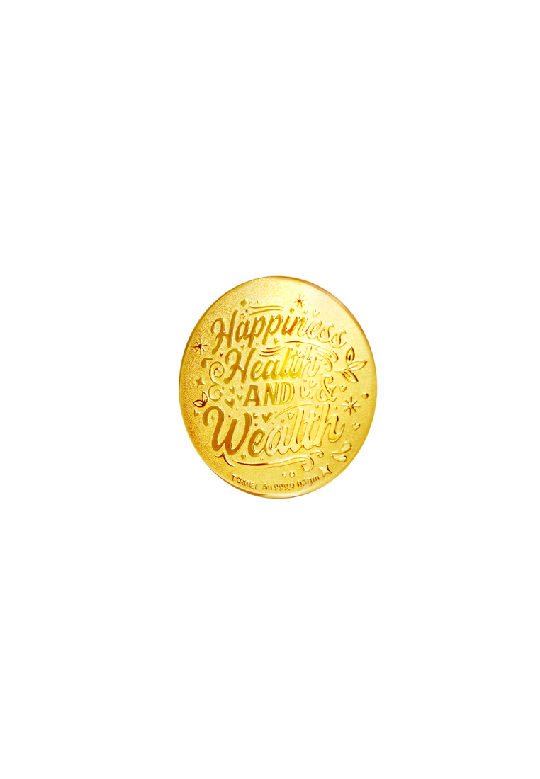 TOMEI Happiness, Health & Wealth Gold Wafer 0.1G, Yellow Gold 9999