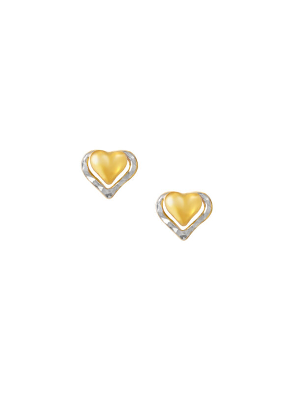 TOMEI Dual-Tone Heart Earrings, Yellow Gold 916