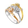 TOMEI Morning Mist Tri-Tone Diamond Ring, White+Rose+Yellow Gold 750