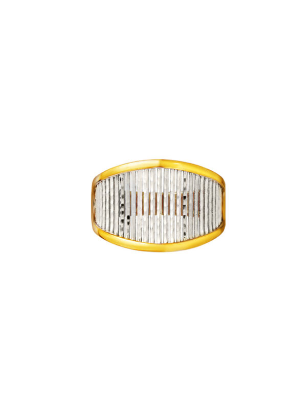 TOMEI Dual-Tone Striated Ring, Yellow Gold 916