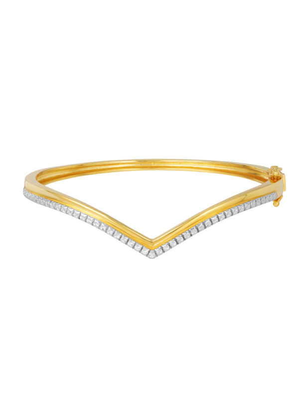 DC-YG1470B-2C-1 TOMEI Diamond Cut Collection V Trend Bangle, Yellow Gold 916