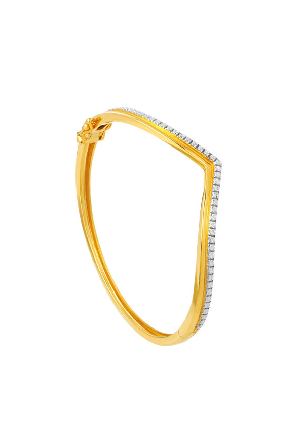 DC-YG1470B-2C-2 TOMEI Diamond Cut Collection V Trend Bangle, Yellow Gold 916