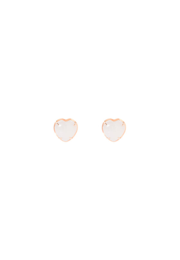 TOMEI Heart Shape Nephrite Earrings, Rose Gold 750