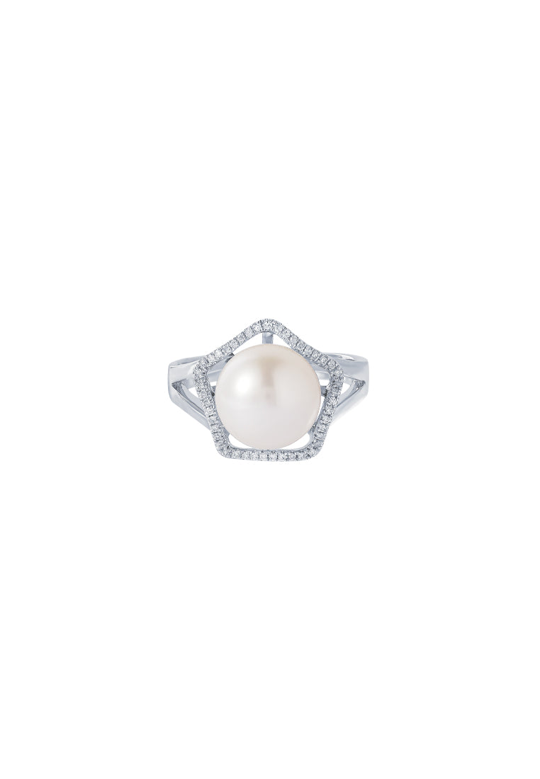 TOMEI Pearl Ring, White Gold 585