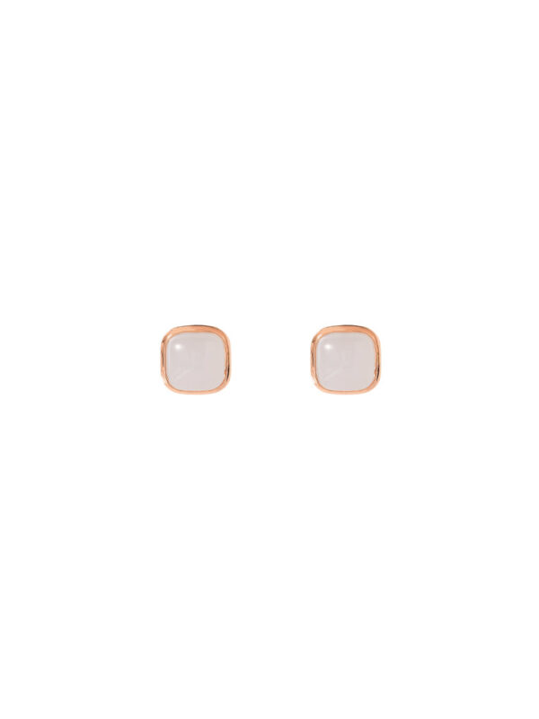 TOMEI Square Shape Nephrite Earrings, Rose Gold 750