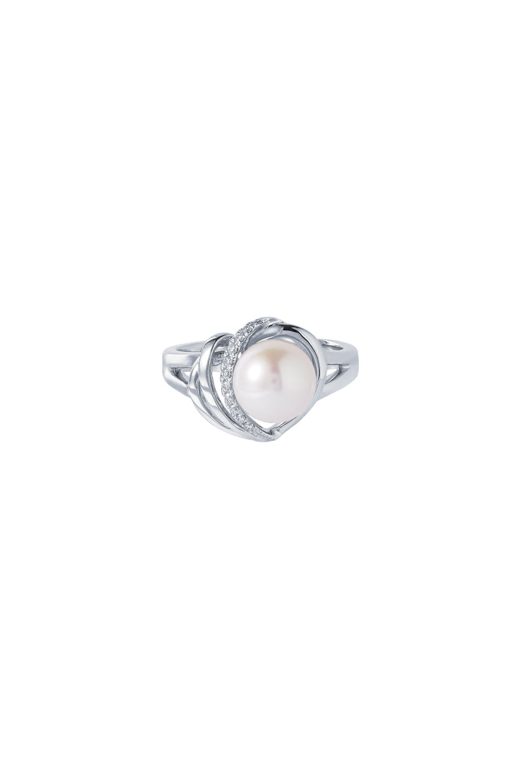 TOMEI Pearl Ring, White Gold 585