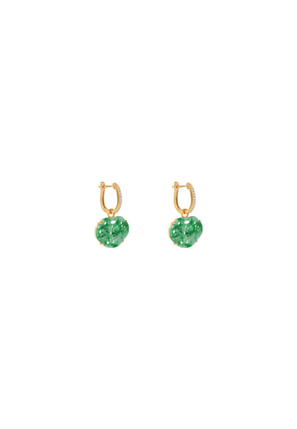 TOMEI Ruyi Lock Jade Earrings, Yellow Gold 750