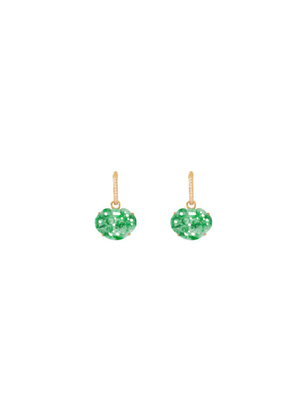 TOMEI Ruyi Lock Jade Earrings, Yellow Gold 750