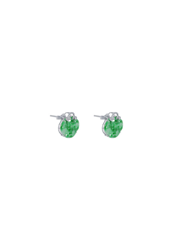 TOMEI Ruyi Lock Jade Earrings, White Gold 750