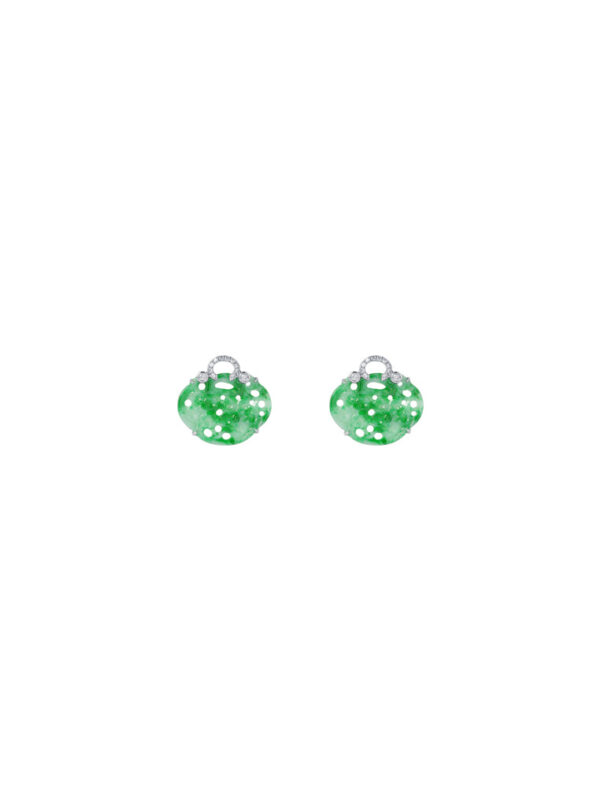 TOMEI Ruyi Lock Jade Earrings, White Gold 750