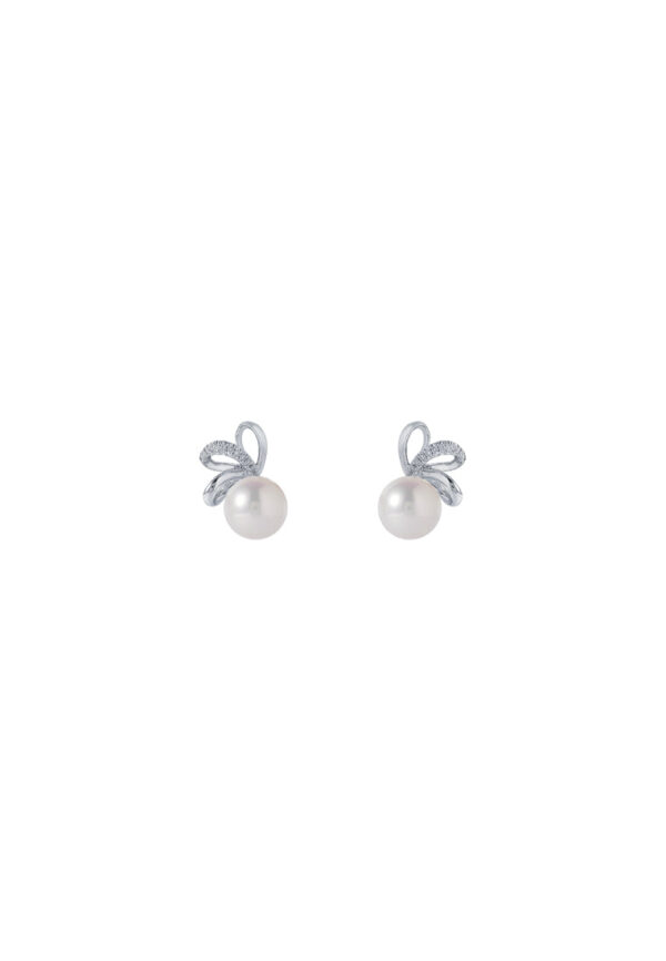 TOMEI Pearl Earrings, White Gold 585