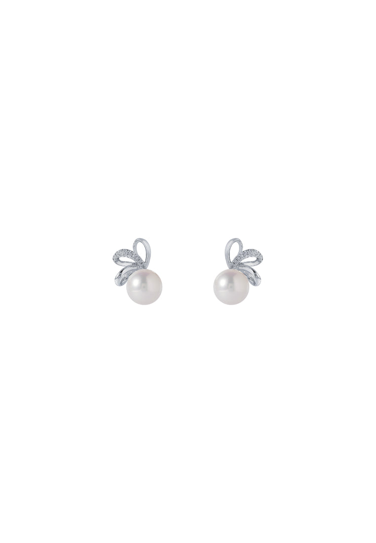 TOMEI Pearl Earrings, White Gold 585