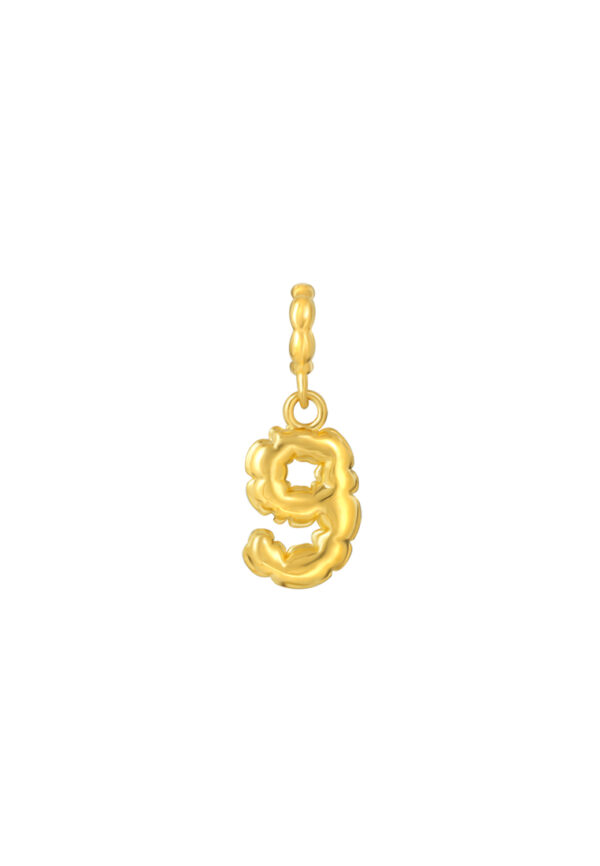 TOMEI Chomel Collection, Number 9 Charm, Yellow Gold 916