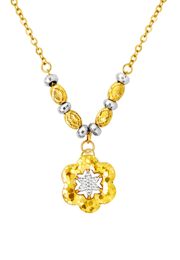 1100x762_0027_9N-KT4463-2C_2_3 TOMEI Dual-Tone Flower Necklace, Yellow Gold 916