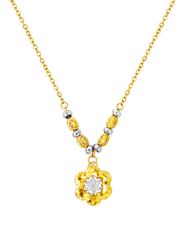 TOMEI Dual-Tone Flower Necklace, Yellow Gold 916