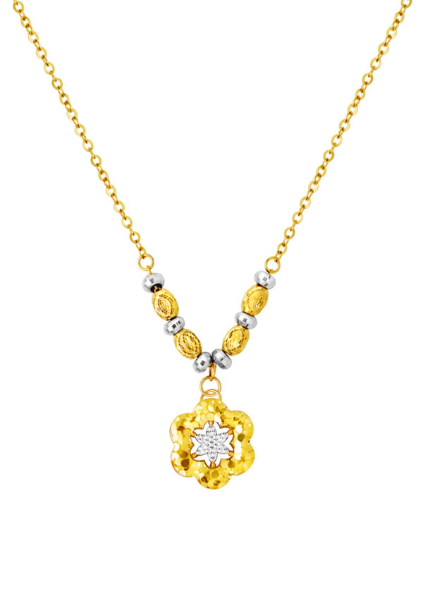 1100x762_0029_9N-KT4463-2C TOMEI Dual-Tone Flower Necklace, Yellow Gold 916
